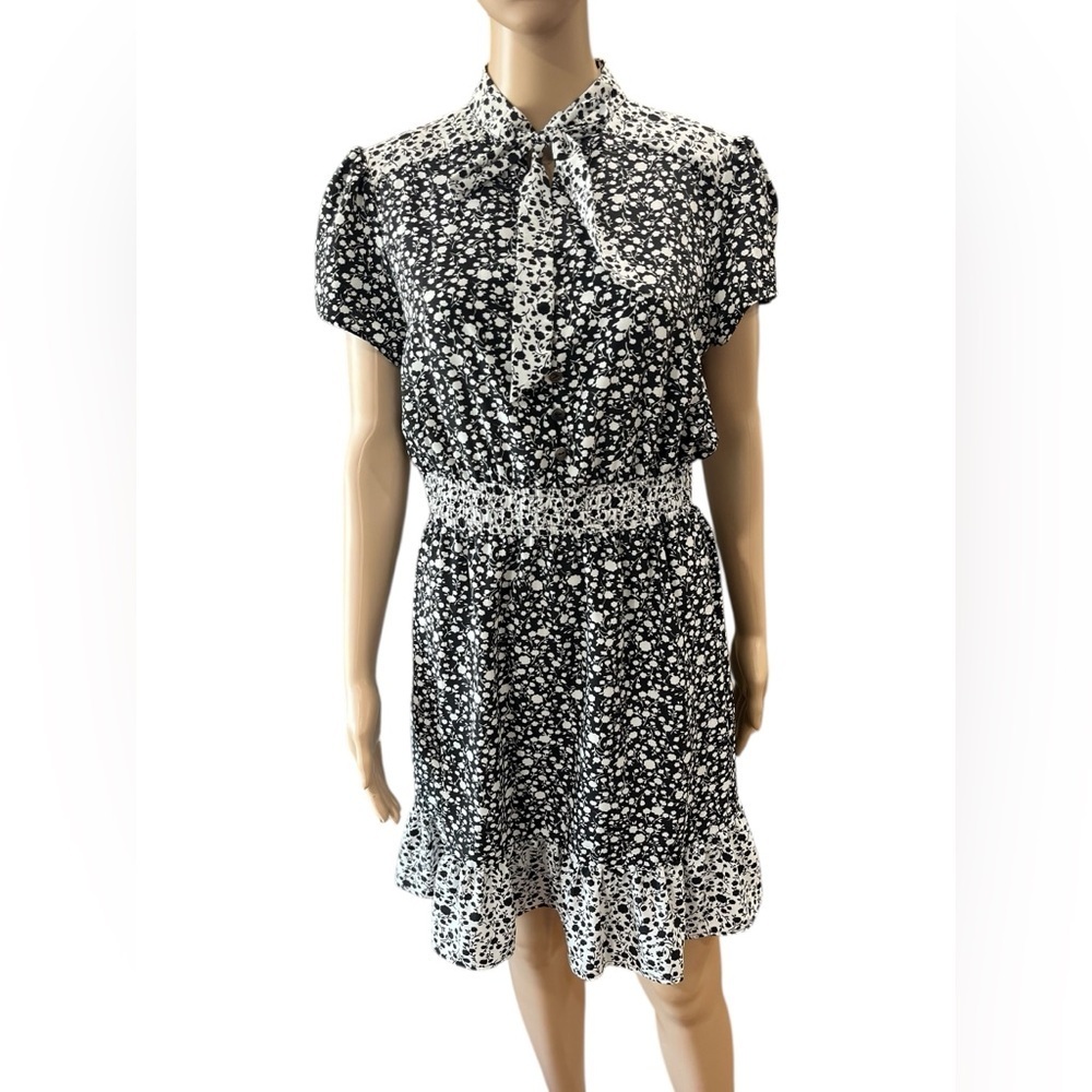 Melloday fit n flare keyhole flirty B&W dress XL